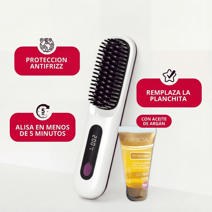 BloomBrushPro™ — Peine Alisador + Aceite de Argán