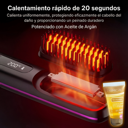 BloomBrushPro™ — Peine Alisador + Aceite de Argán