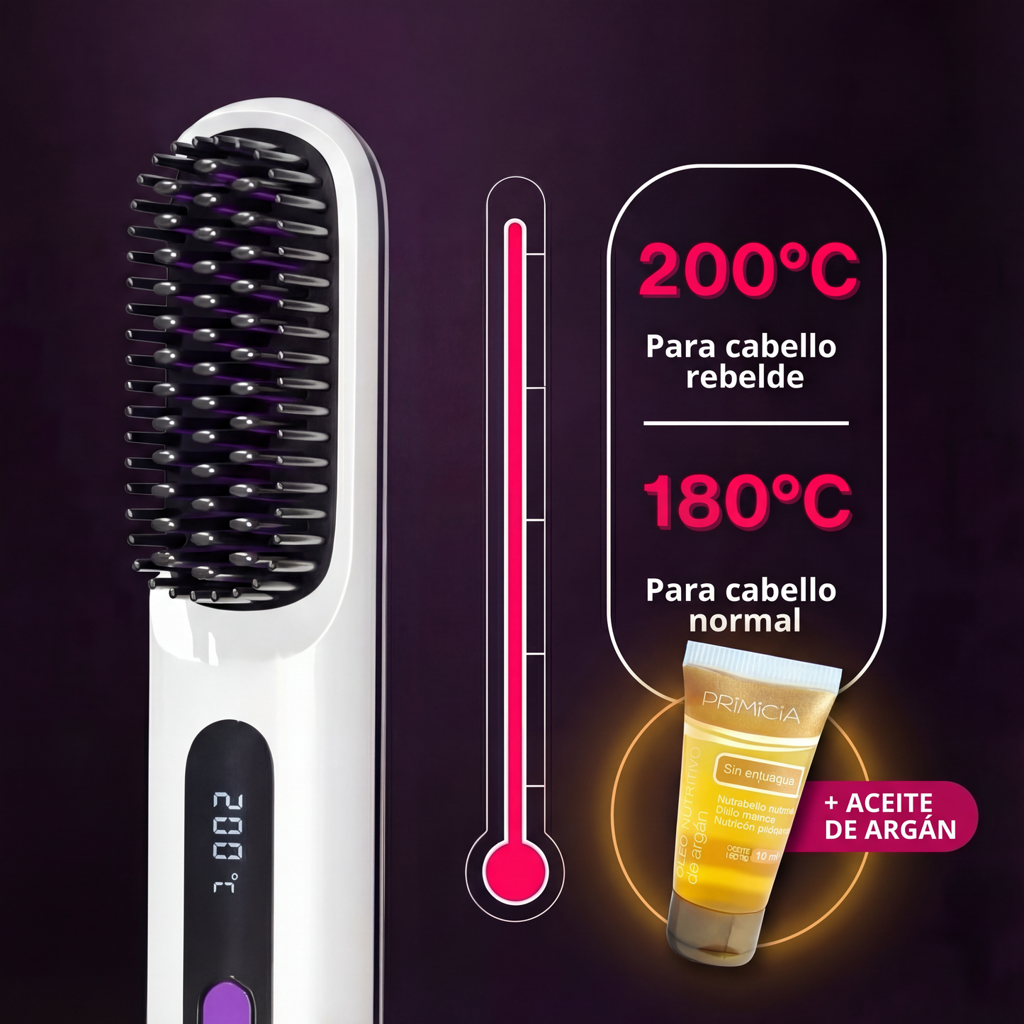 BloomBrushPro™ — Peine Alisador + Aceite de Argán